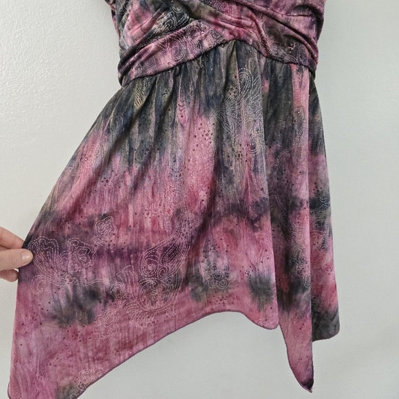 Vol 1 Babydoll Fairy Sequin Cami Tunic Top Size Medium Handkerchief Hem - Picture 2 of 11